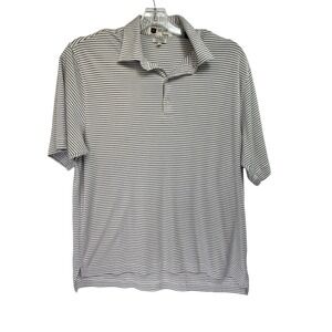 iliac  Golf Mens SzXL  White W/Black Stripes Golf Polo Shirt (A16) EUC